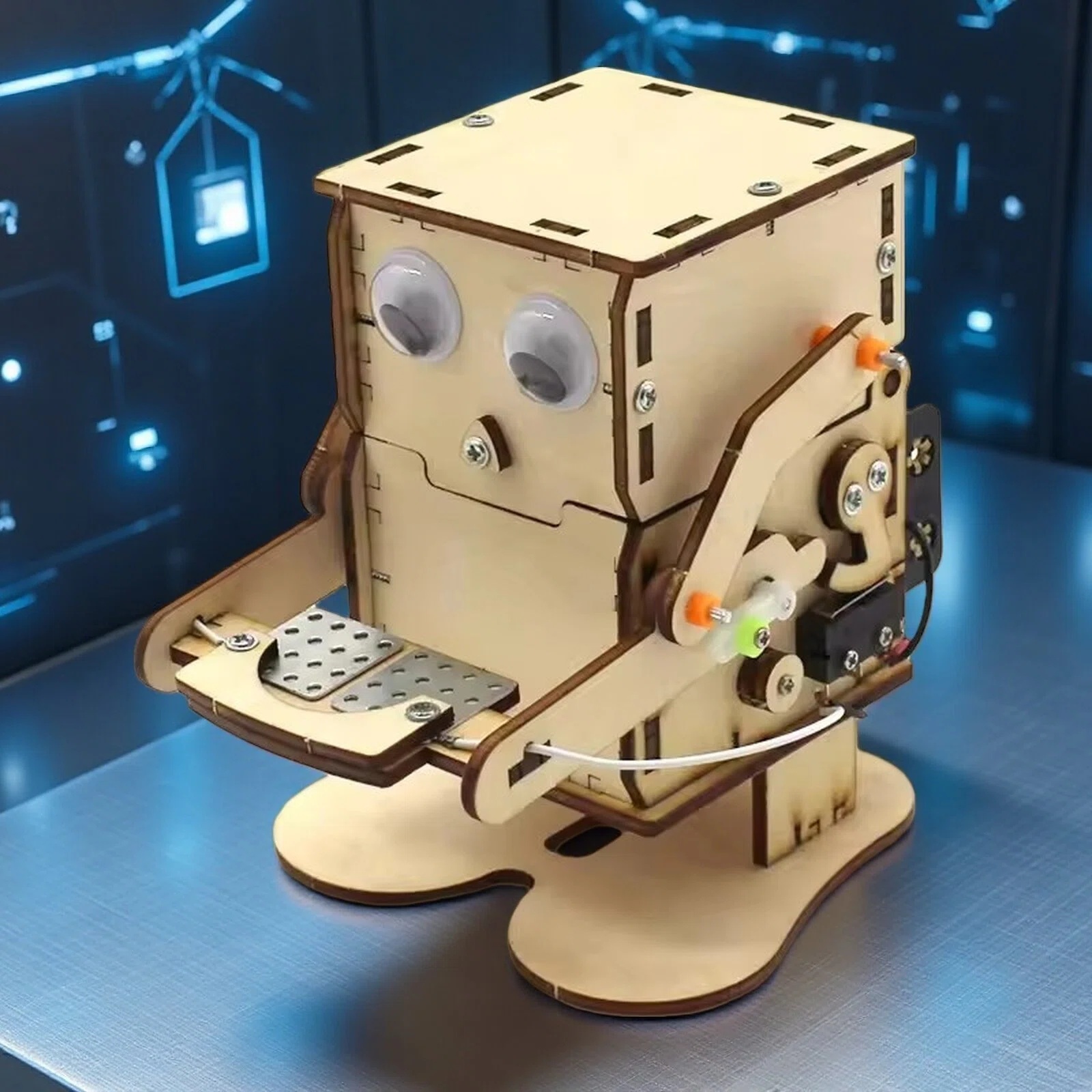 Science Diy Model - Robot Modello Mangia-Monete Fai-da-te in Legno